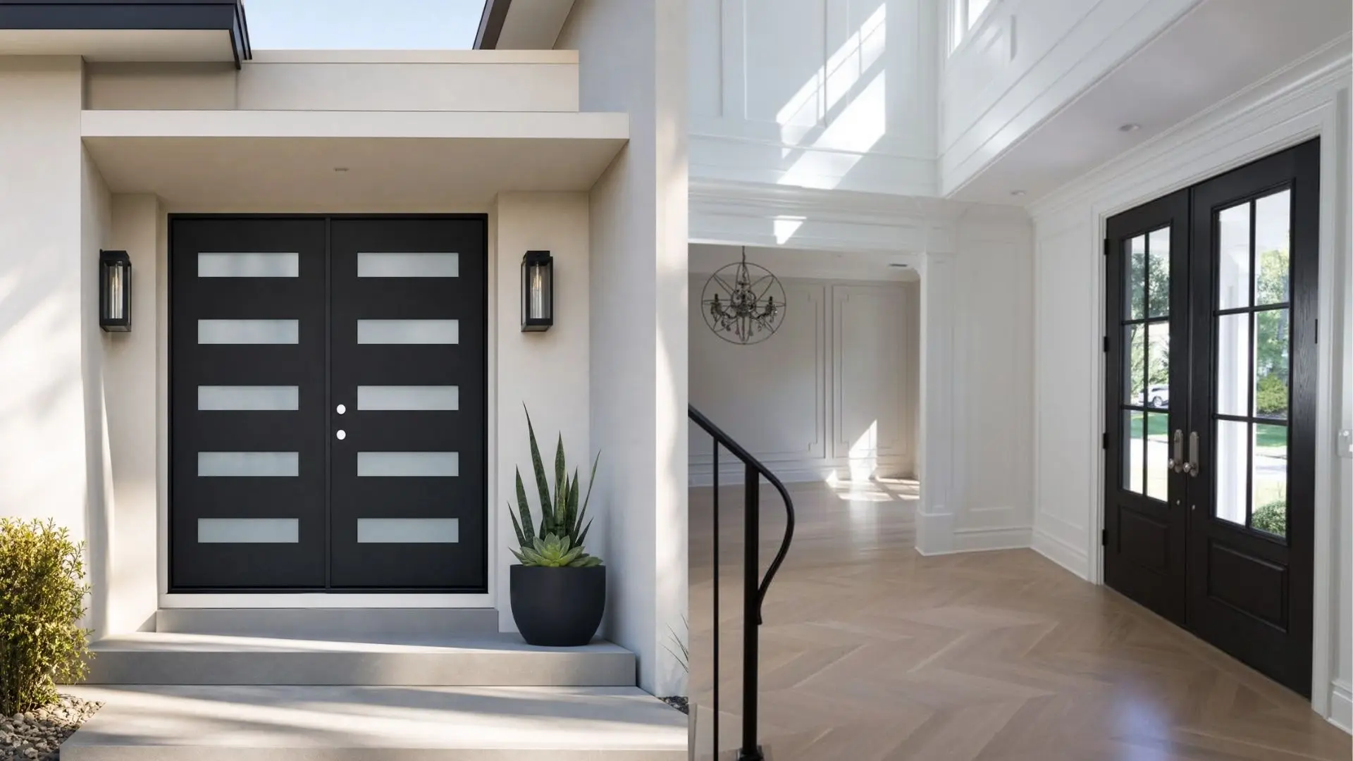 Modern fiberglass entry door on a Texas home — Highline Building Supplies