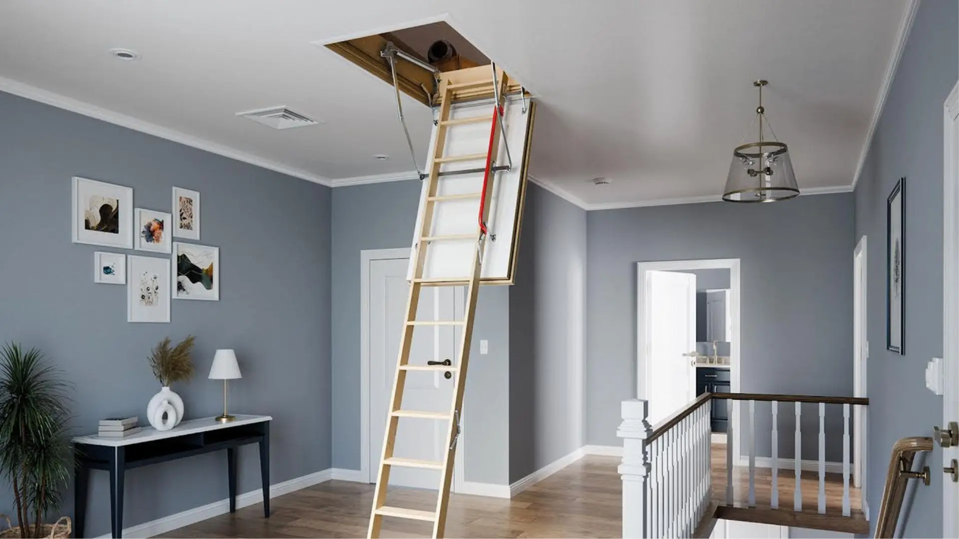 Fakro folding attic stairs installed in a home