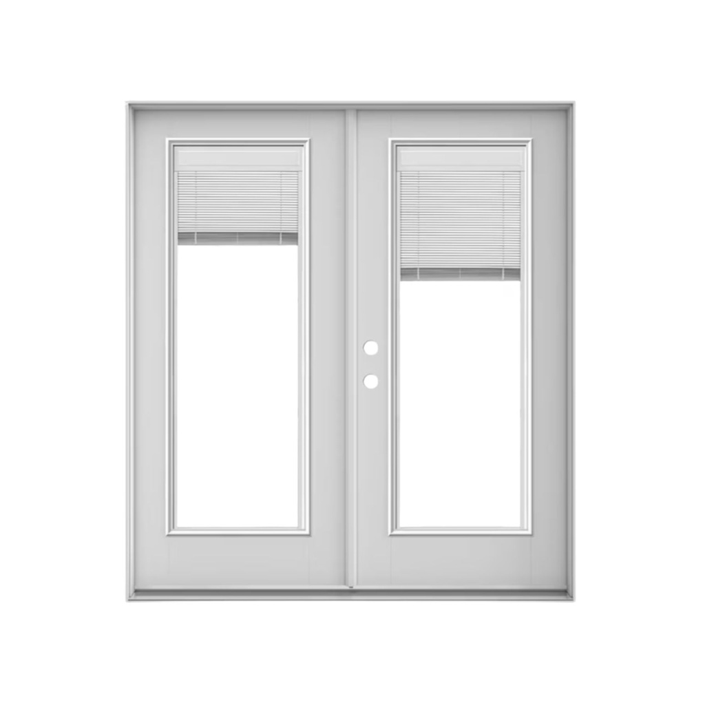 :EXTERIOR FIBERGLASS DBL FULL LITE WITH BLINDS WHITE RH 2'6 x 6'8" **1082R**DBL**