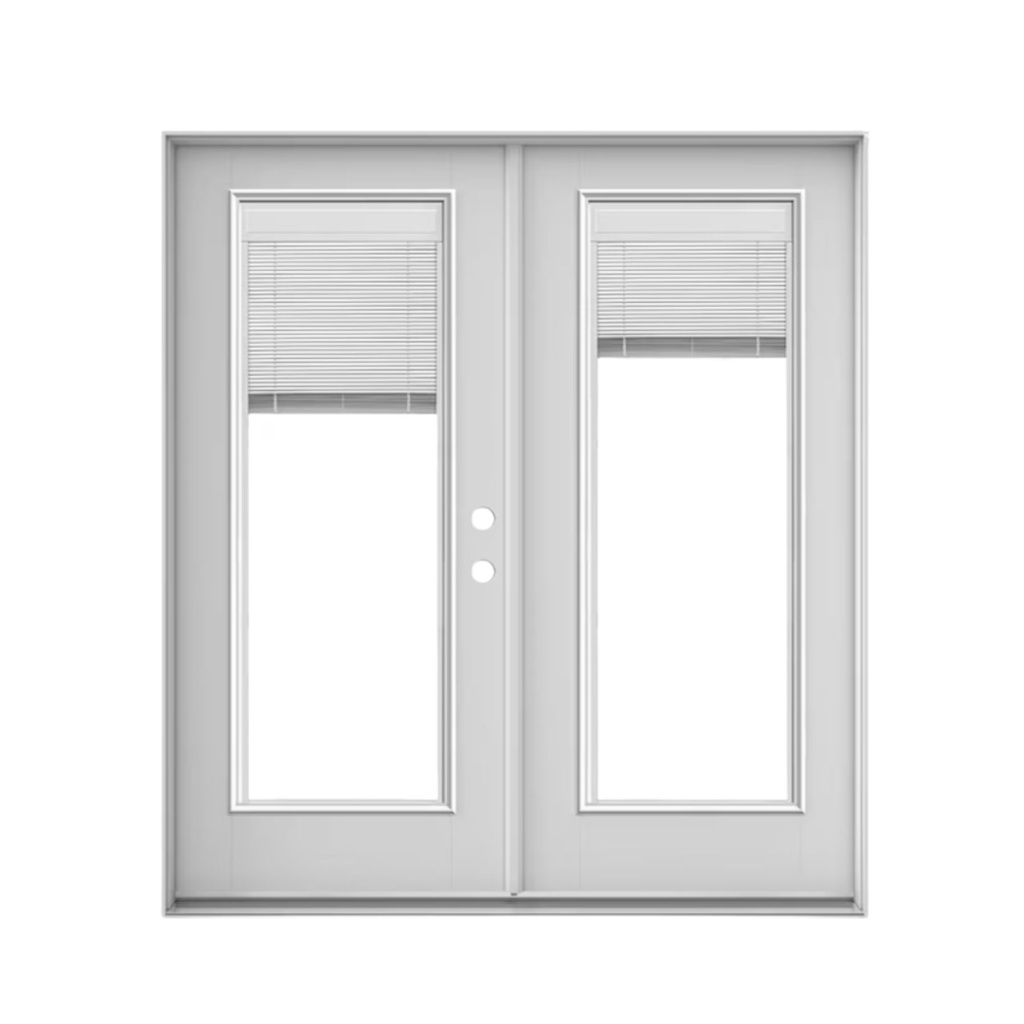 EXTERIOR DOOR:EXTERIOR FIBERGLASS DBL FULL LITE WITH BLINDS WHITE LH 3'0 x 8'0" **1040L**DBL**