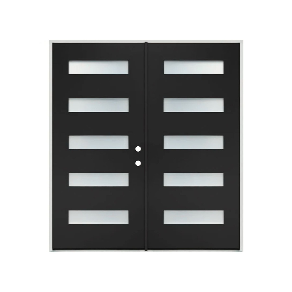EXTERIOR DOOR:EXTERIOR FIBERGLASS WITH 5 FLUSH GLAZE BLACK PAINTED LH 3'0 x 6'8" **1005L**DBL**