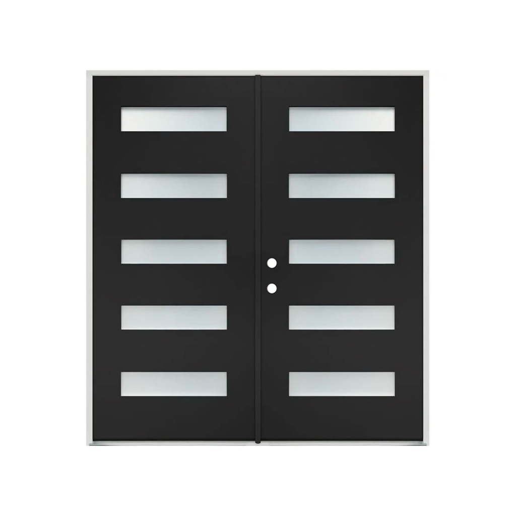 EXTERIOR DOOR:EXTERIOR FIBERGLASS WITH 5 FLUSH GLAZE BLACK PAINTED RH 3'0 x 6'8" **1005R**DBL**