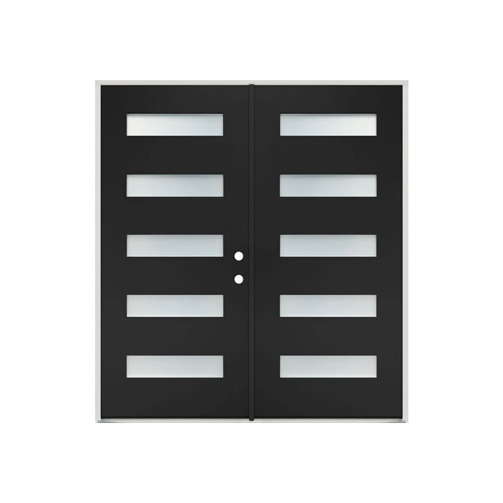 EXTERIOR DOOR:EXTERIOR FIBERGLASS WITH 6 FLUSH GLAZE BLACK PAINTED LH 2'6" x 6'8" **1074L**DBL**60x80
