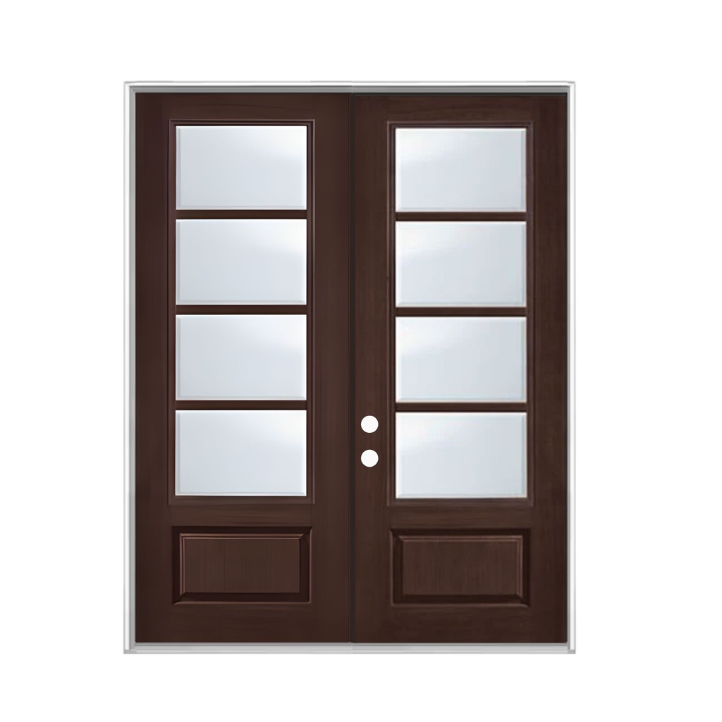 EXTERIOR DOOR:EXTERIOR FIBERGLASS WITH 8 FLUSH GLAZE 717# STAIN LH 3'0 x 6'8" **1080L**DBL 72x80