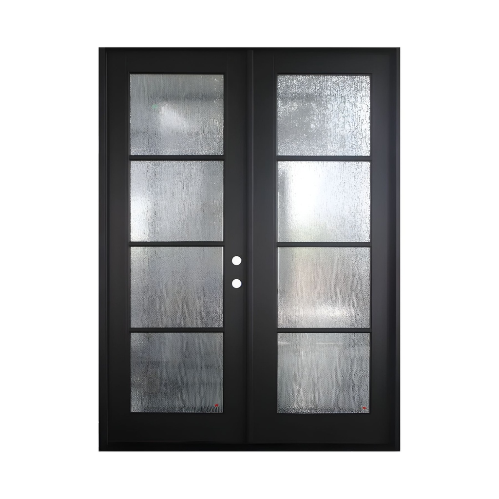 EXTERIOR DOOR:EXTERIOR FIBERGLASS WITH 8 LITE FLUSH GLAZE BLACK PAINTED LH 3'0 x 8'0" **1011L**DBL**