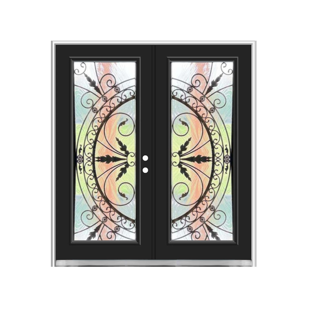 EXTERIOR DOOR:EXTERIOR FIBERGLASS WITH FLUSH GLAZE BLACK PAINTED LH 3'0 x 6'8" **1035L**DBL**