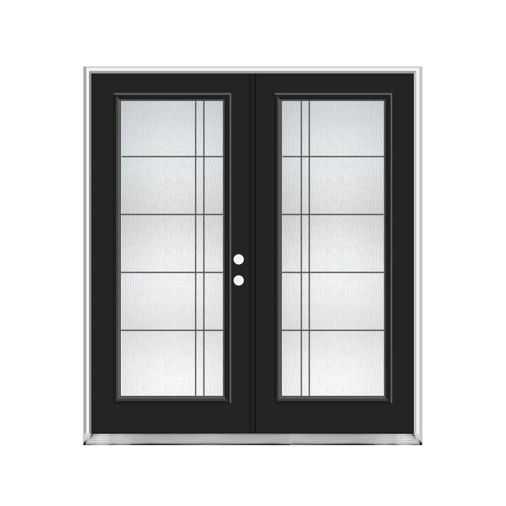 EXTERIOR DOOR:EXTERIOR FIBERGLASS WITH FLUSH GLAZE BLACK PAINTED LH 3'0 x 6'8" **1061L**DBL**