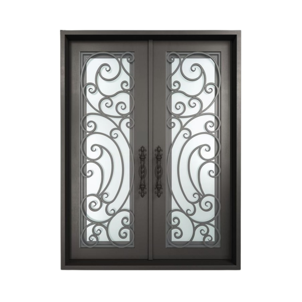 EXTERIOR DOOR:EXTERIOR FIBERGLASS WITH FLUSH GLAZE BLACK PAINTED LH 3'0 x 6'8" **1034L**DBL**