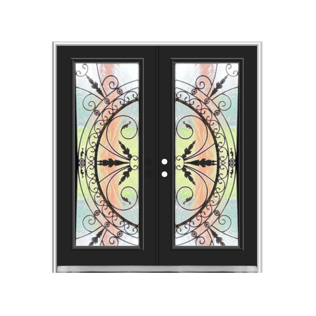 EXTERIOR DOOR:EXTERIOR FIBERGLASS WITH FLUSH GLAZE BLACK PAINTED RH 3'0 x 6'8" **1035R**DBL**
