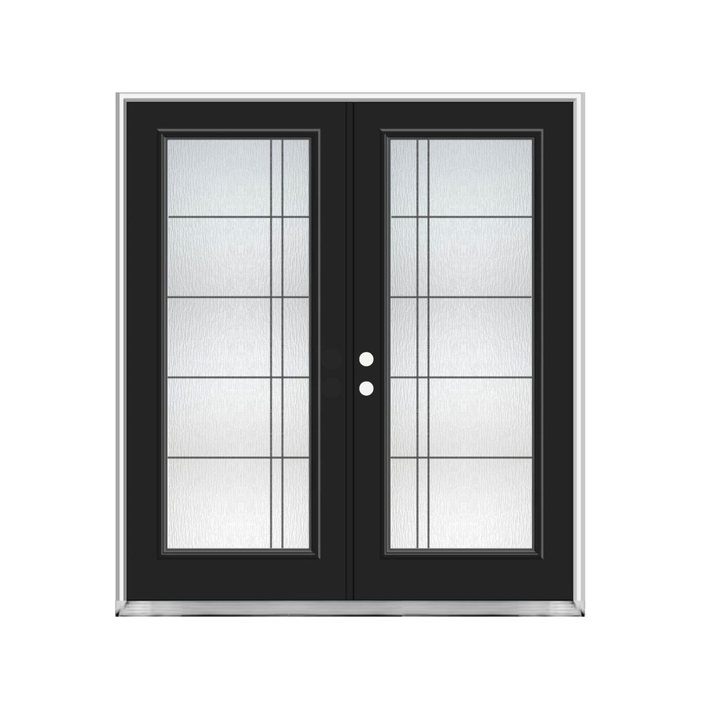 EXTERIOR DOOR:EXTERIOR FIBERGLASS WITH FLUSH GLAZE BLACK PAINTED RH 3'0 x 6'8" **1061R**DBL**
