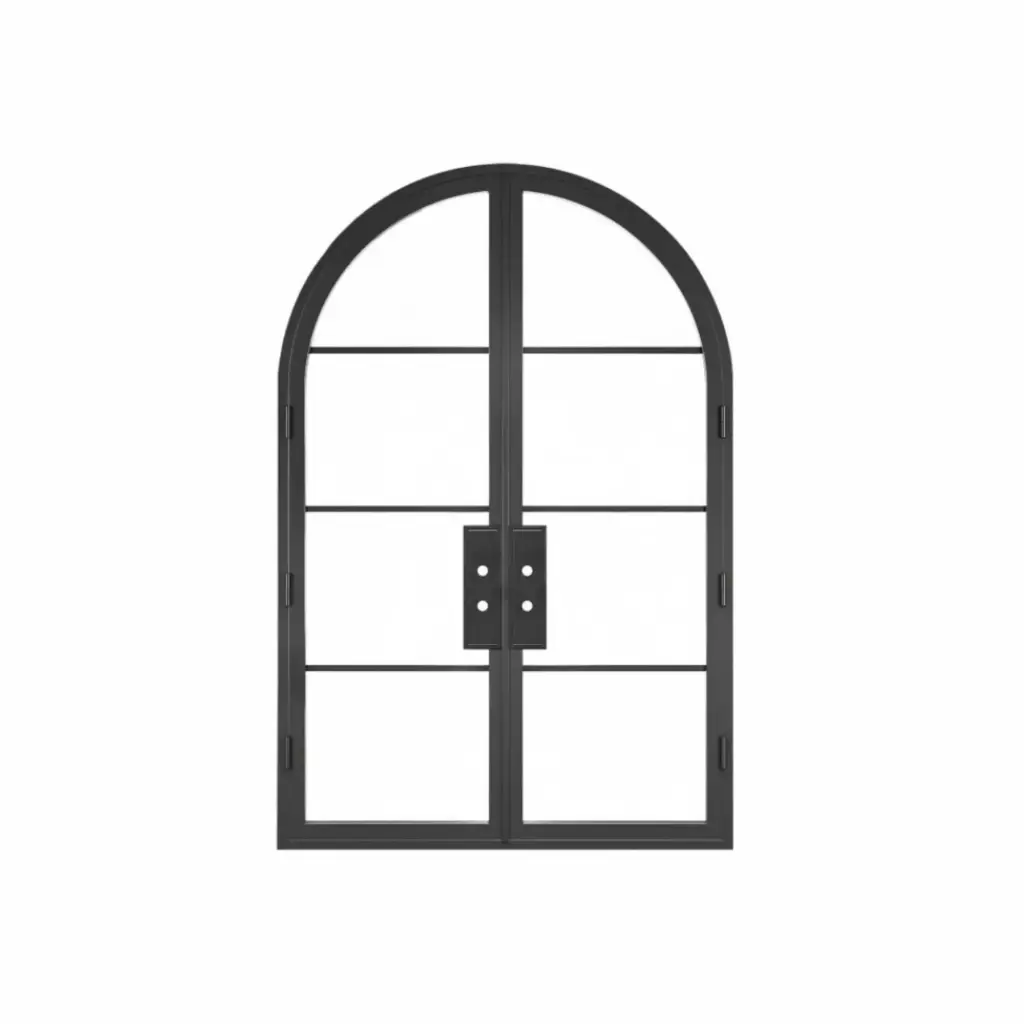 IRON DOOR - 6 ft. x 8 ft Round top arc Single Exterior Wrought Iron Door low e - IRON8700RH