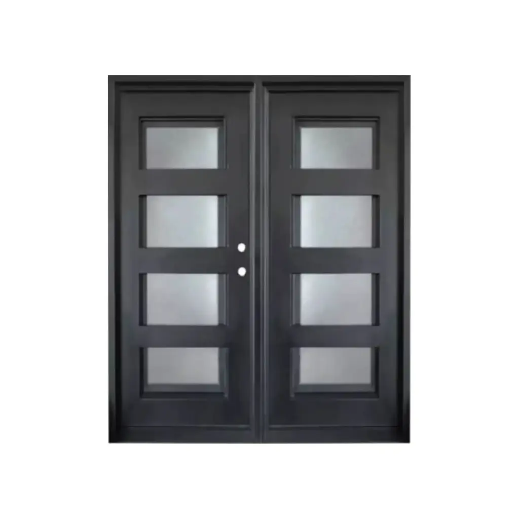 IRON DOOR - 6 ft. x 8ft  .4 Lite  Exterior Wrought Iron Pre hung  with low e glass - IRON6100LH