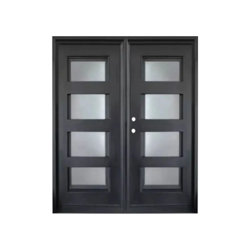 IRON DOOR - 6 ft. x 8ft  .4 Lite  Exterior Wrought Iron Pre hung  with low e glass - IRON6100RH