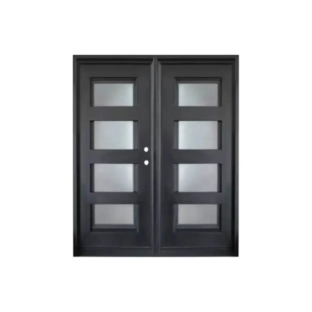 IRON DOOR - 6 ft. x 6 ft. 8 in.4 Lite  Exterior Wrought Iron Pre hung  with low e glass - IRON6000LH