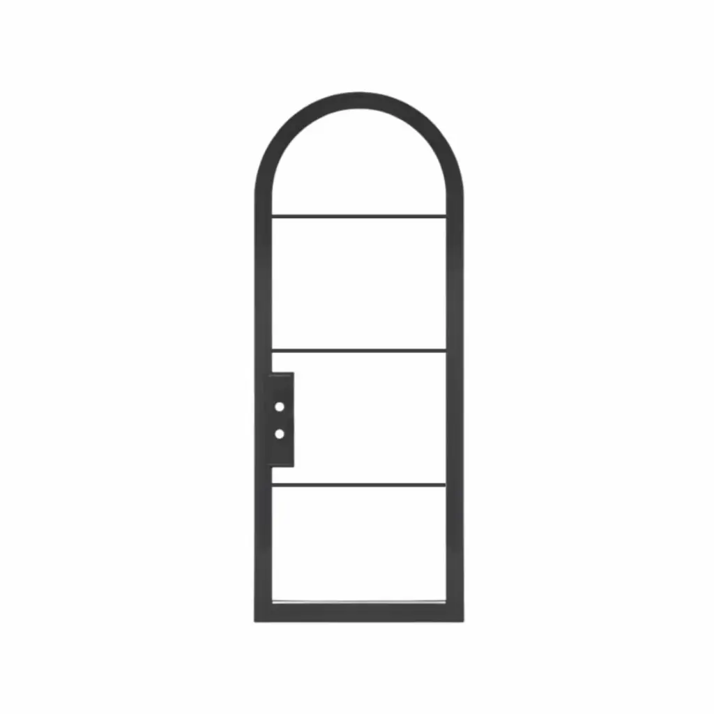 IRON DOOR - 3 ft. x 8 ft Round top arc Single Exterior Wrought Iron Door low e - IRON8500RH