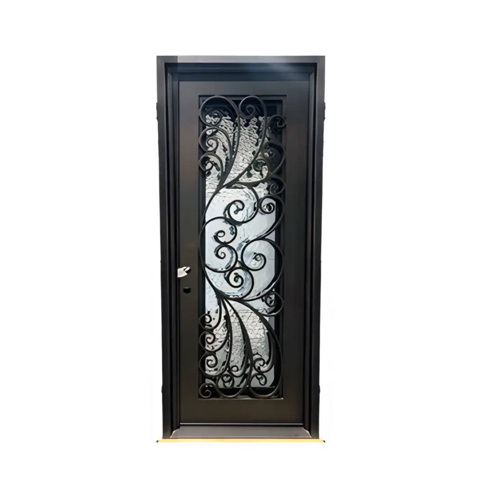 IRON DOOR - 3 ft. x 8 ft .Peacock style  Exterior Wrought Iron Door low e - IRON6300RH