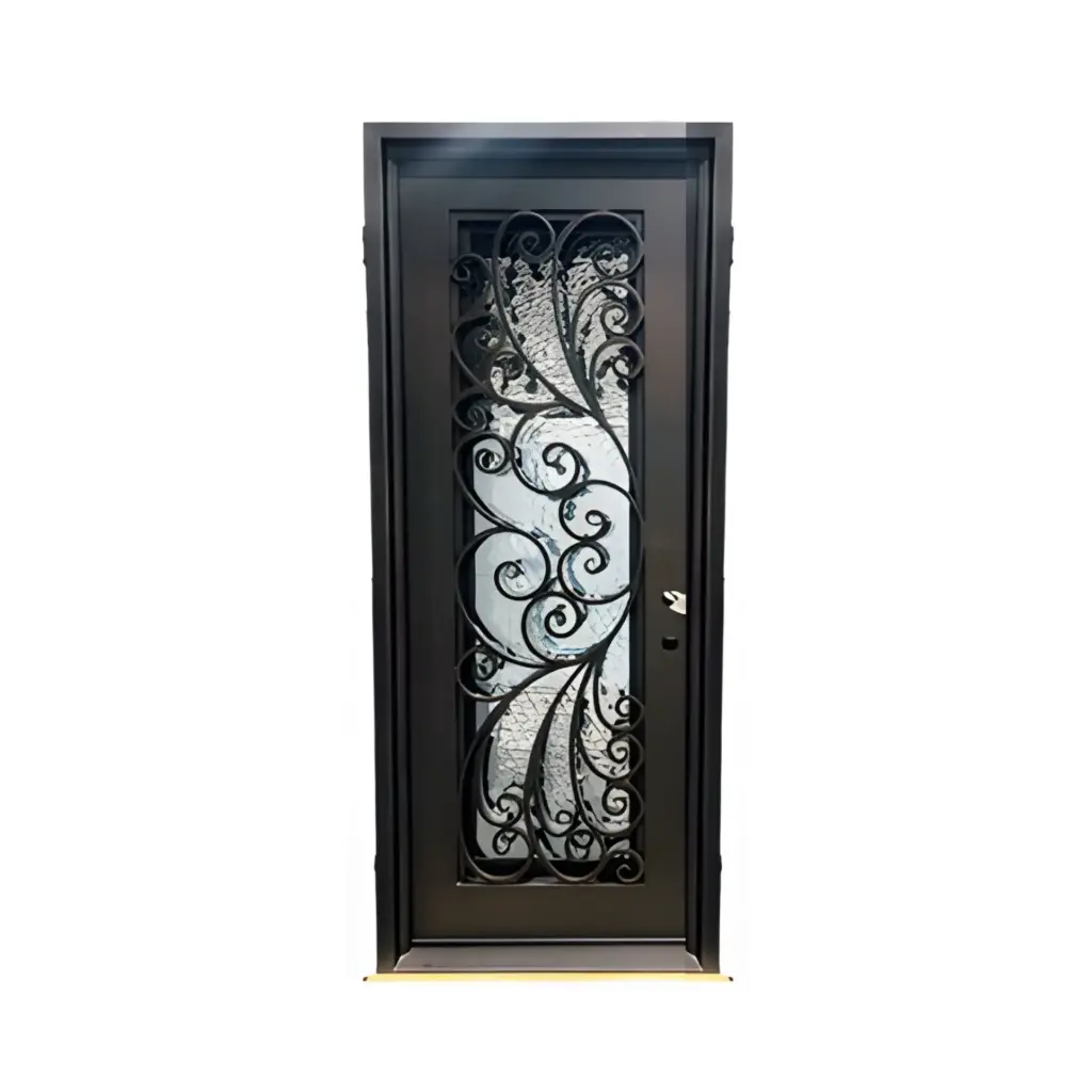 IRON DOOR - 3 ft. x 8 ft .Peacock style  Exterior Wrought Iron Door low e - IRON6300LH
