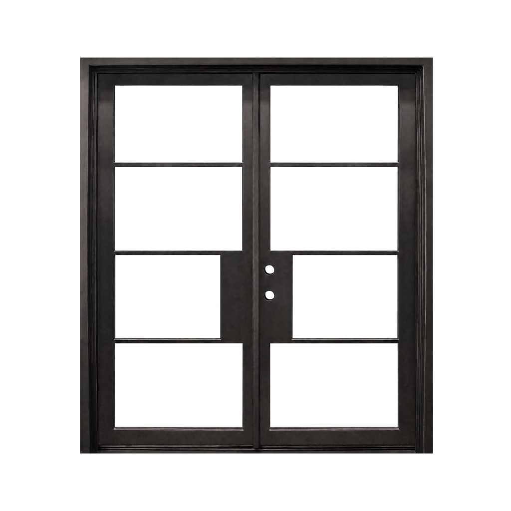 IRON DOOR - 6 ft x 8 ft French 4-Lite Modern Double Iron Door Right Hand