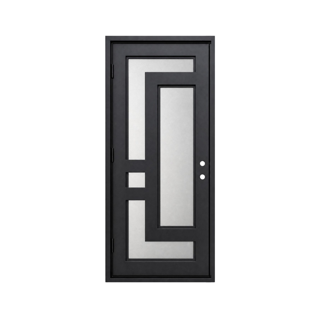 IRON DOOR - 3 ft x 8 ft Aspen Modern Geometric Single Iron Door Left Hand