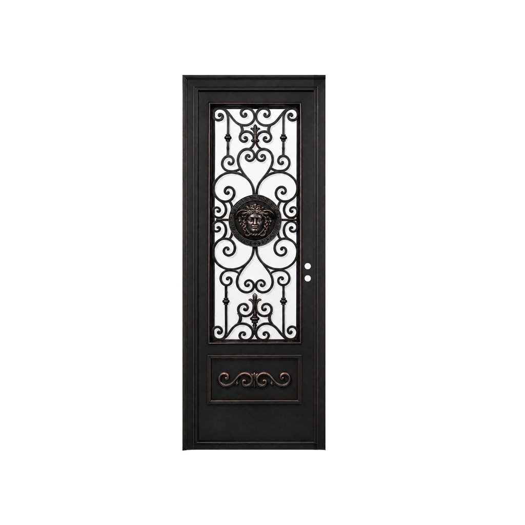 IRON DOOR - 3 ft x 6ft 8 inch Luxury Medusa Single Iron Door Left Hand