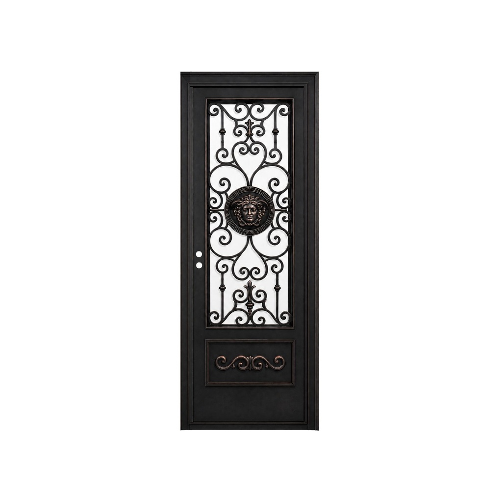 IRON DOOR - 3 ft x 6ft 8 inch Luxury Medusa Single Iron Door Right Hand