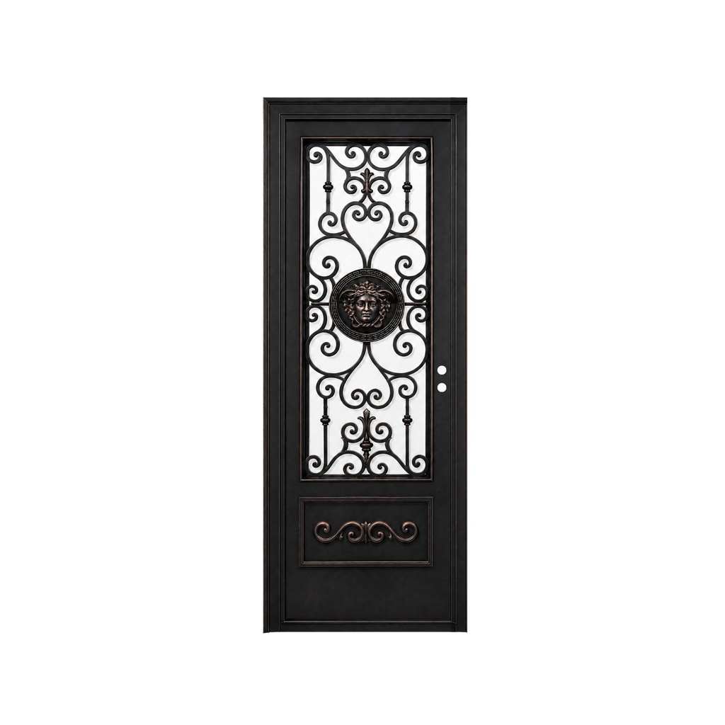 IRON DOOR - 3 ft x 8 ft inch Luxury Medusa Single Iron Door Right Hand