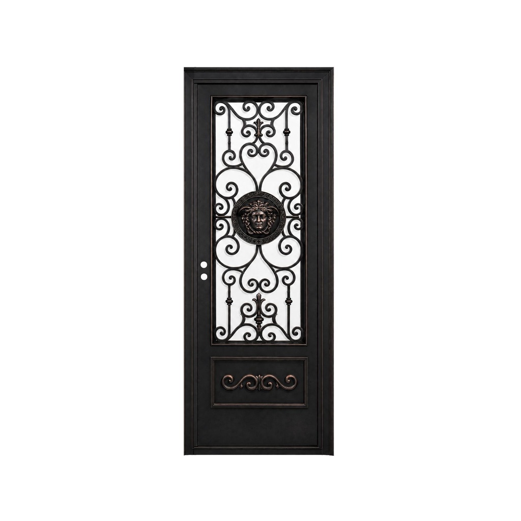 IRON DOOR - 3 ft x 8 ft inch Luxury Medusa Single Iron Door Left Hand