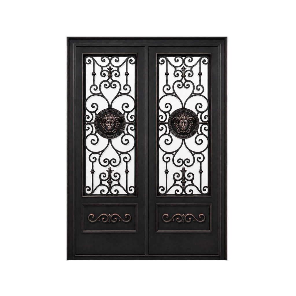 IRON DOOR - 6 ft x 6 ft 8 inch Luxury Medusa Single Double Iron Door Left Hand