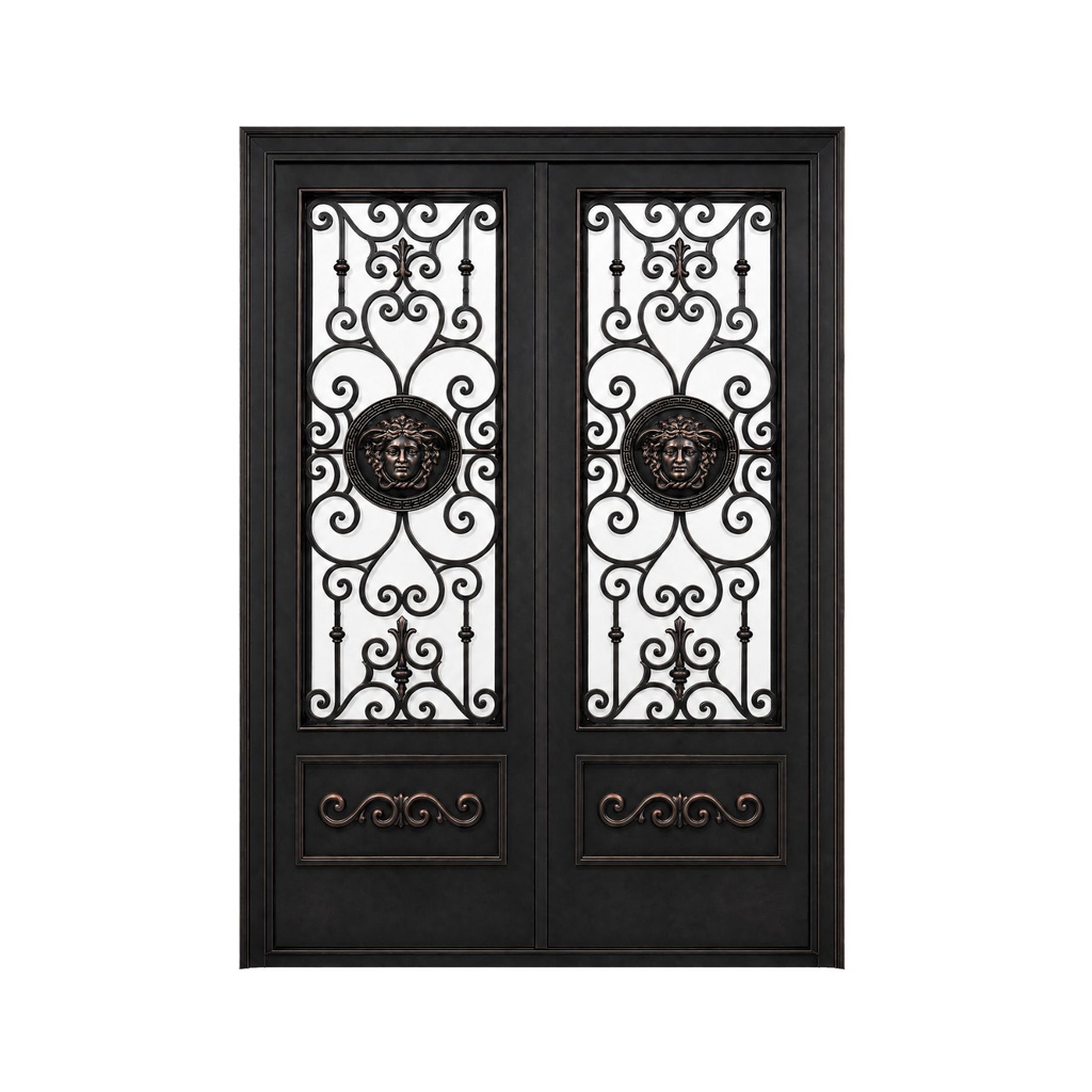 IRON DOOR - 6 ft x 8 ft inch Luxury Medusa Single Double Iron Door Right Hand