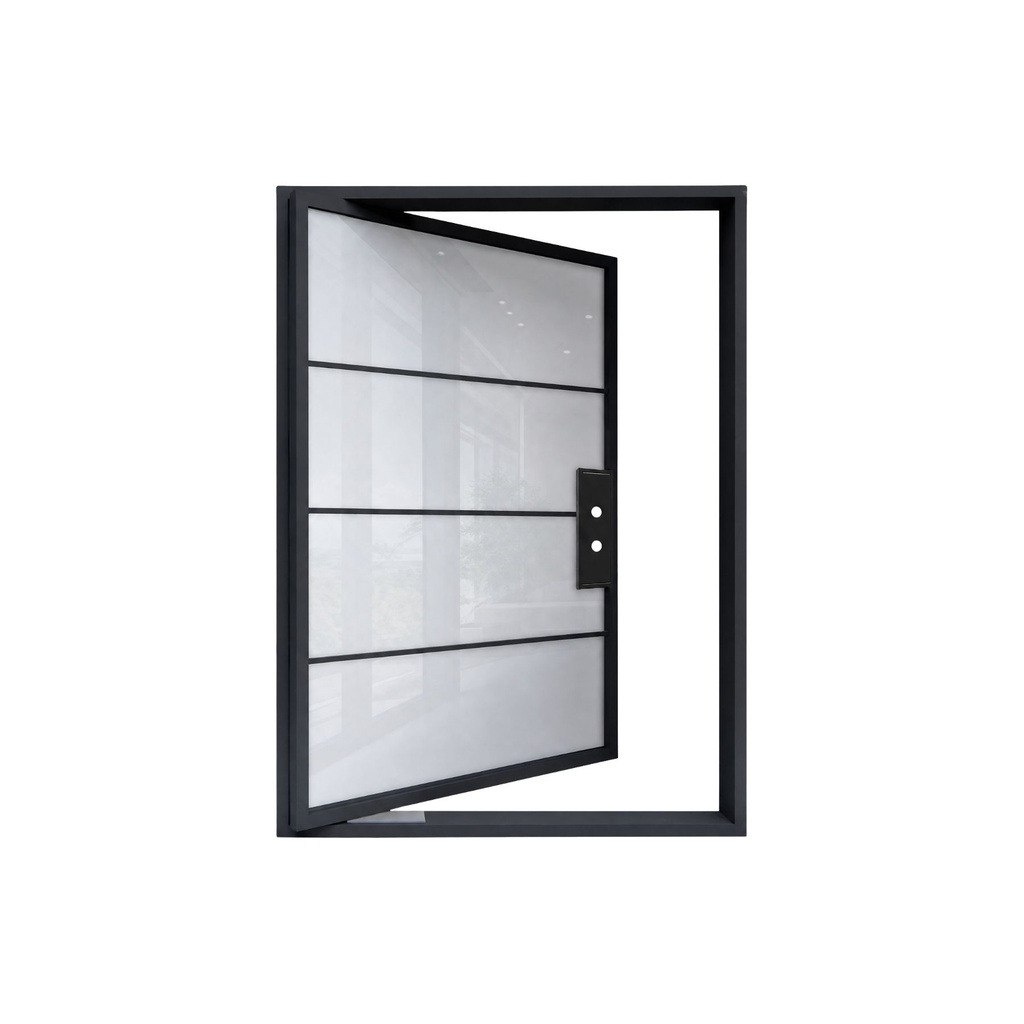 IRON DOOR - 4 ft x 8 ft 4 Lite French Pivot Iron Door with Smart Glass + Handle Left Hand