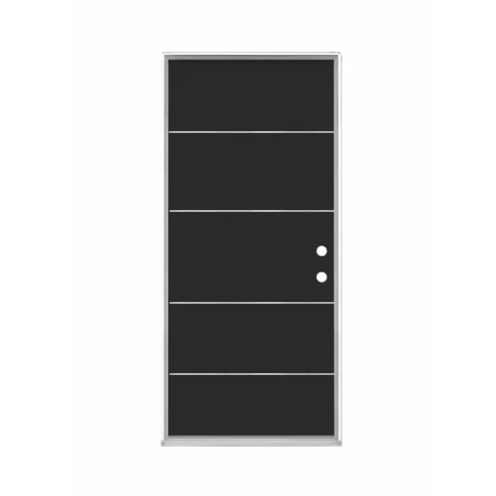 EXTERIOR DOOR:EXTERIOR FIBERGLASS WITH 5 STAINLESS STEEL BLACK PAINTED RH 3'0" x 6'8" **1072R** 36x80"