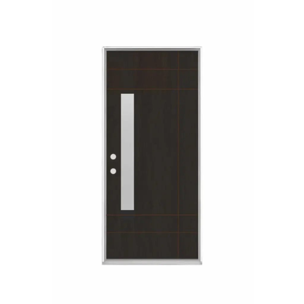 EXTERIOR DOOR:EXTERIOR FIBERGLASS BROWN DOOR WITH FLUSH GLAZED RH 3'0 x 8'0" **1031RST** STAIN