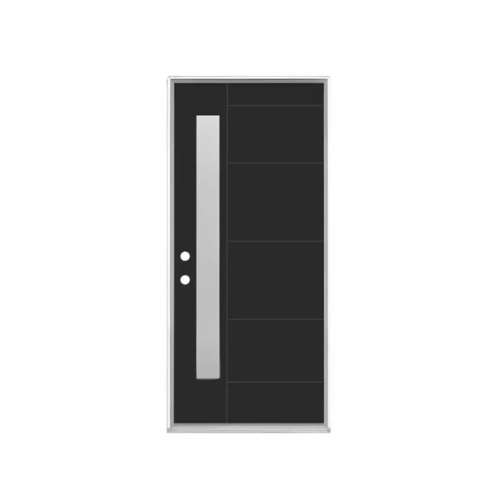 EXTERIOR DOOR:EXTERIOR FIBERGLASS BLACK DOOR WITH FLUSH GLAZED RH 3'0 x 6'8" **1030R**