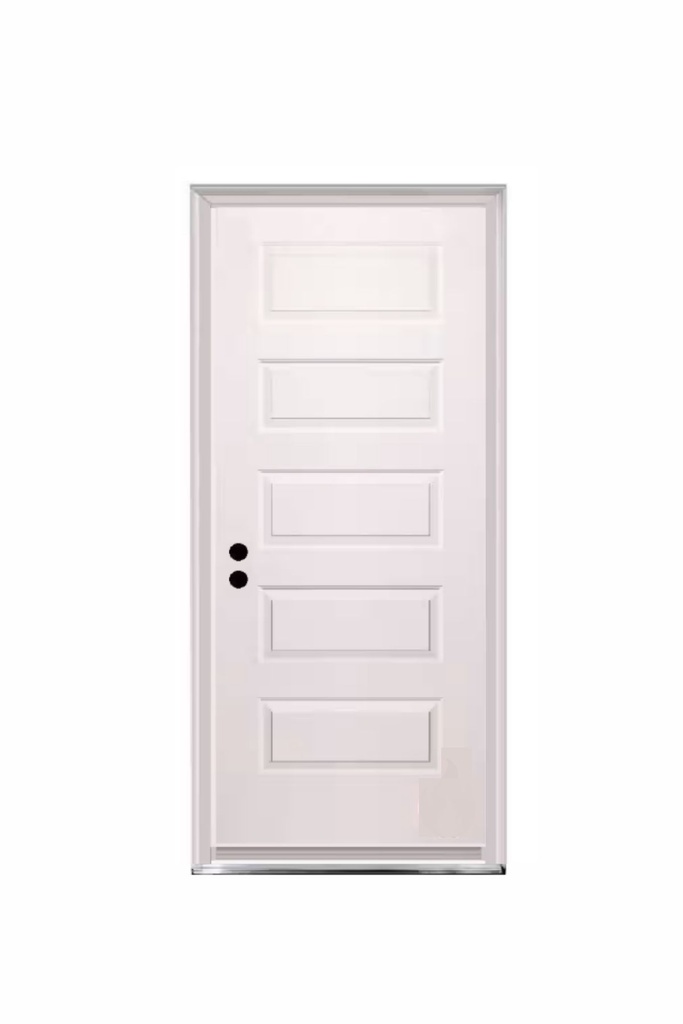 EXTERIOR DOOR:EXTERIOR FIBERGLASS RIVERSIDE WHITE PANELS DOOR RH 3'0" x 6'8" **1042R**