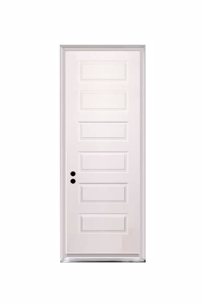 EXTERIOR DOOR:EXTERIOR FIBERGLASS RIVERSIDE WHITE PANELS DOOR RH 3'0" x 8'0" **1044R**