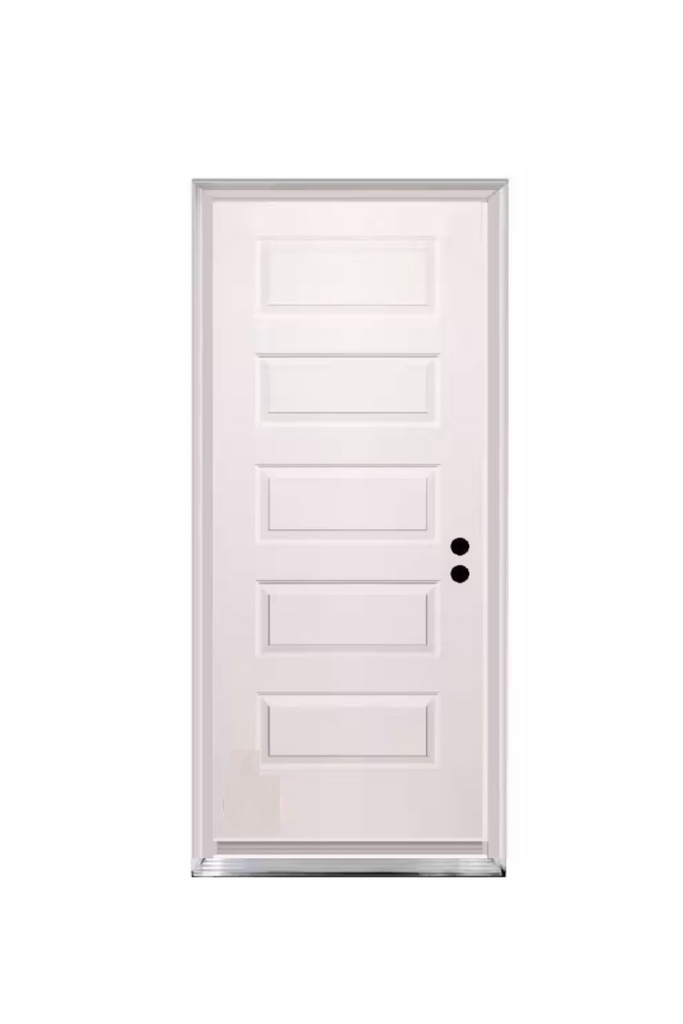 EXTERIOR DOOR:EXTERIOR FIBERGLASS RIVERSIDE WHITE PANELS DOOR LH 2'8" x 6'8" **1041L**