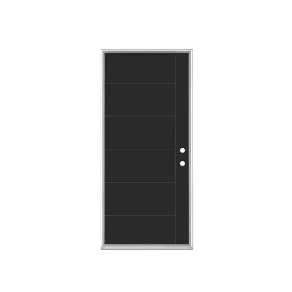 EXTERIOR DOOR:EXTERIOR FIBEASS WITH 5 FLUSH GLAZED BLACK PAINTED 5+1 LINES LH 3'0 x 6'8" **1067L**