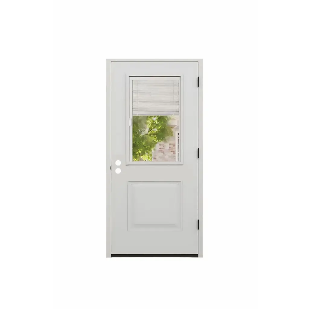 EXTERIOR DOOR:EXTERIOR FIBERGLASS WITH DOOR WITH BLINDS GLASS 2PAN RH 3'0 x 6'8" **1064R**