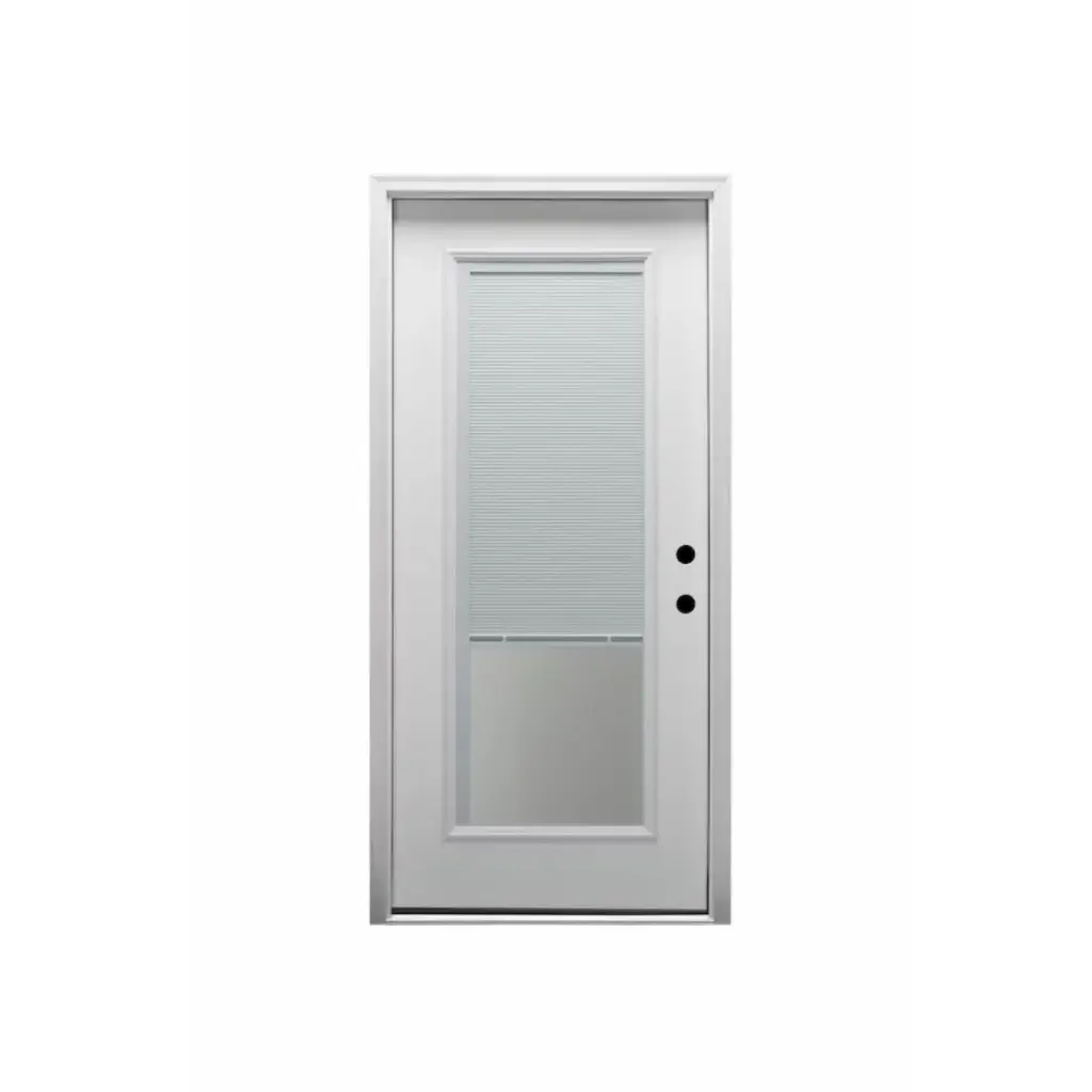 EXTERIOR DOOR:EXTERIOR FIBERGLASS FULL LITE WITH BLINDS WHITE LH 2'8" x 6'8" **1039L**