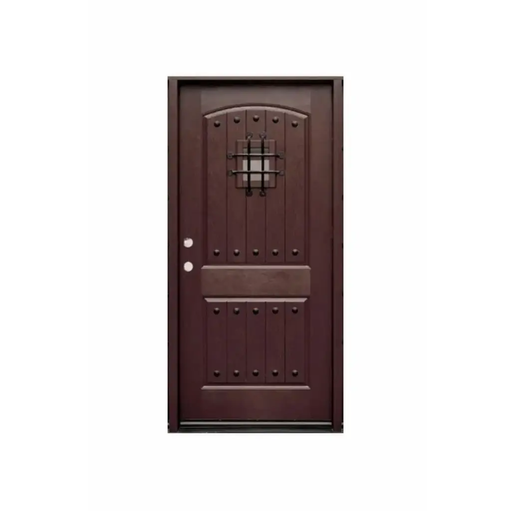EXTERIOR DOOR:EXTERIOR FIBERGLASS RUSTIC DOOR BROWN RH 3'0 x 6'8" **1001R**