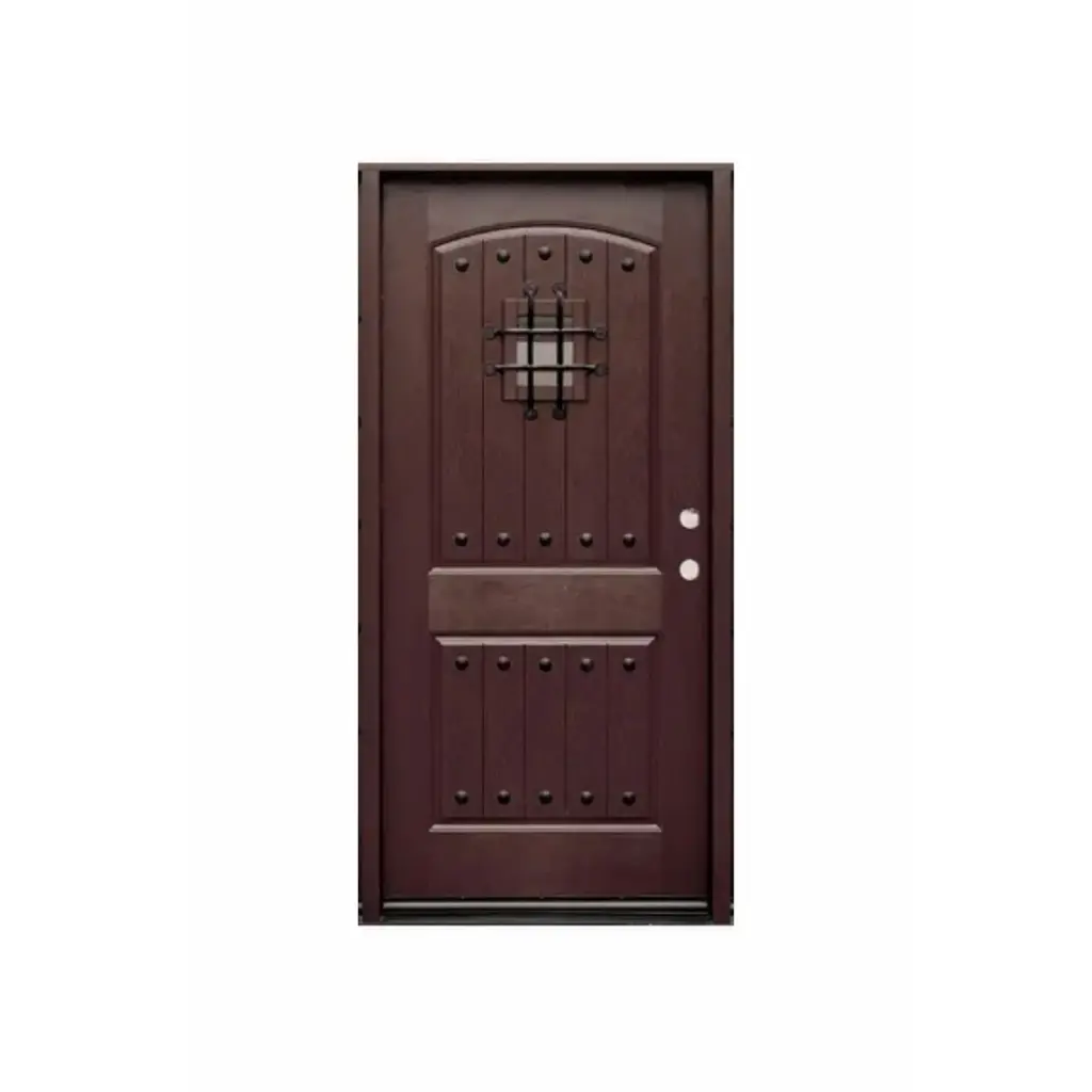 EXTERIOR DOOR:EXTERIOR FIBERGLASS RUSTIC DOOR BROWN LH 3'0 x 6'8" **1001L**