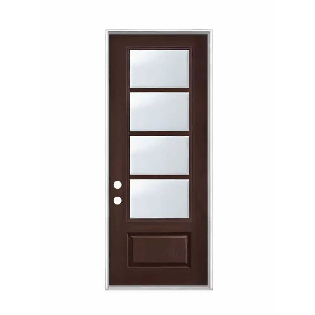 EXTERIOR DOOR:EXTERIOR FIBERGLASS WITH 4 FLUSH GLAZE 717# STAIN RH 3'0 x 6'8" **1079R** 36x80