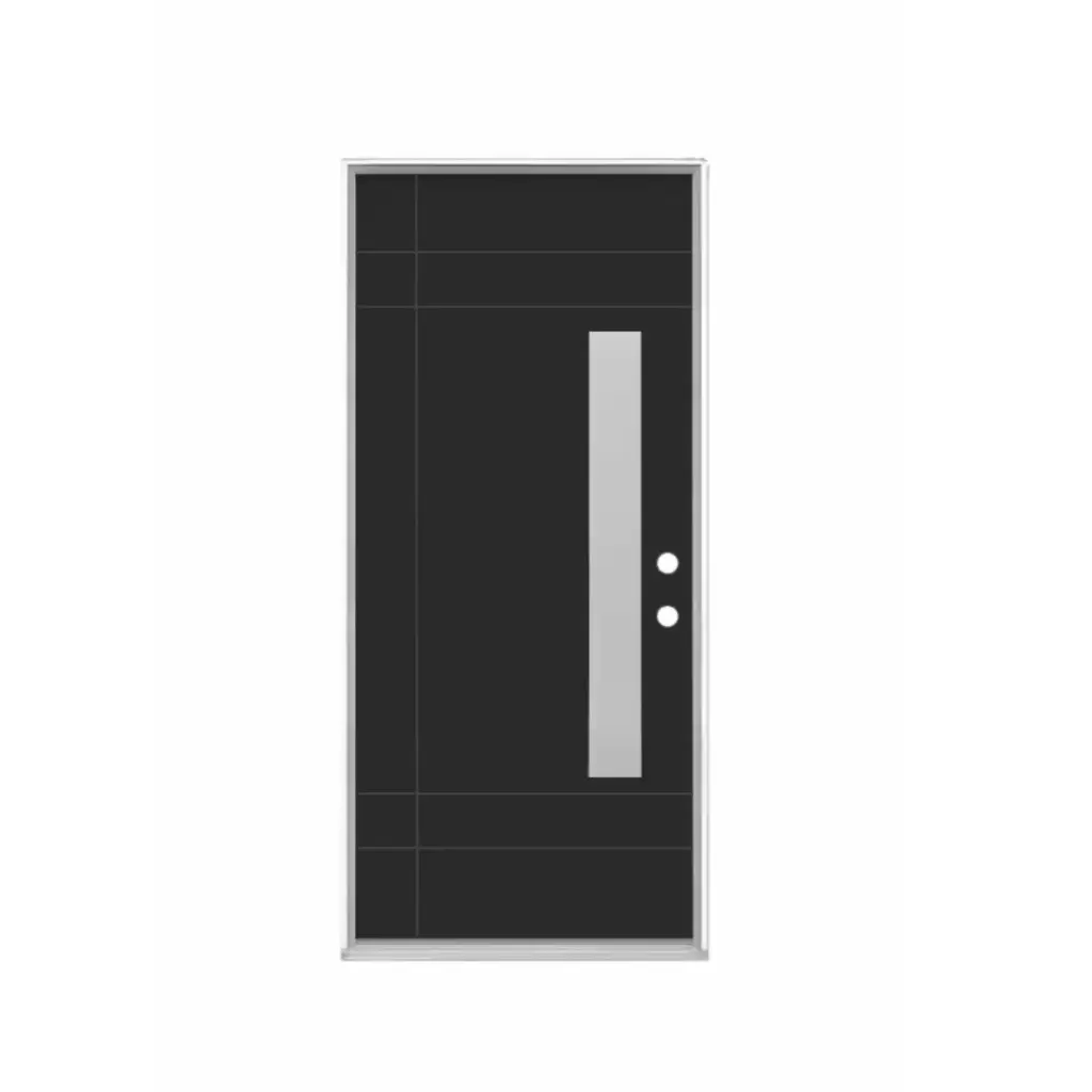 EXTERIOR DOOR:EXTERIOR FIBERGLASS BLACK DOOR #717 WITH FLUSH GLAZED LH 3'0 x 8'0" **1031L**