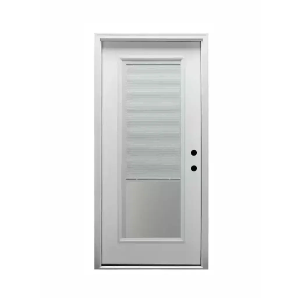 EXTERIOR DOOR:EXTERIOR FIBERGLASS FULL LITE WITH BLINDS WHITE RH 2'8 x 8'0" **1036R**