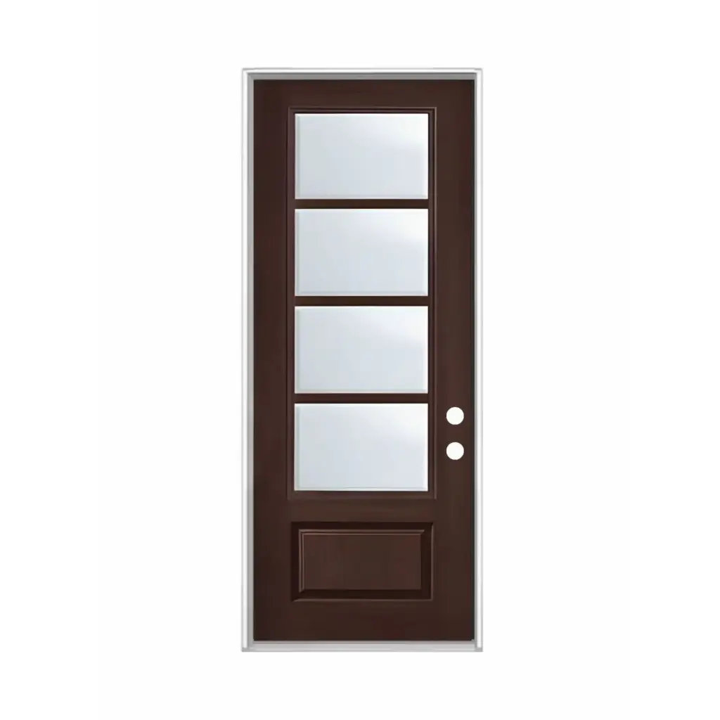 EXTERIOR DOOR:EXTERIOR FIBERGLASS WITH 4 FLUSH GLAZE 717# STAIN LH 3'0 x 8'0" **1081L** 36x96