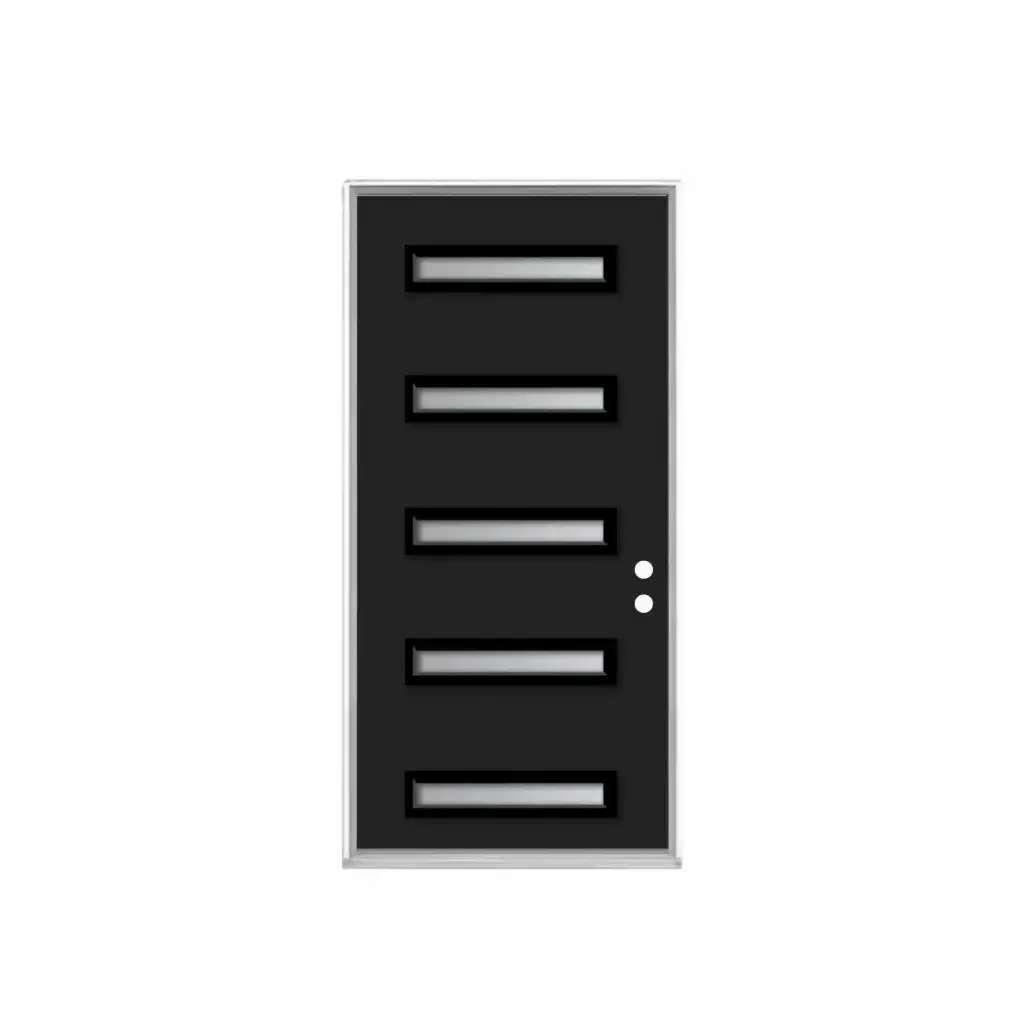 EXTERIOR DOOR:EXTERIOR FIBERGLASS WITH 5 FLUSH GLAZE BLACK PAINTED LH 3'0" x 6'8" **1075L** 36x80"