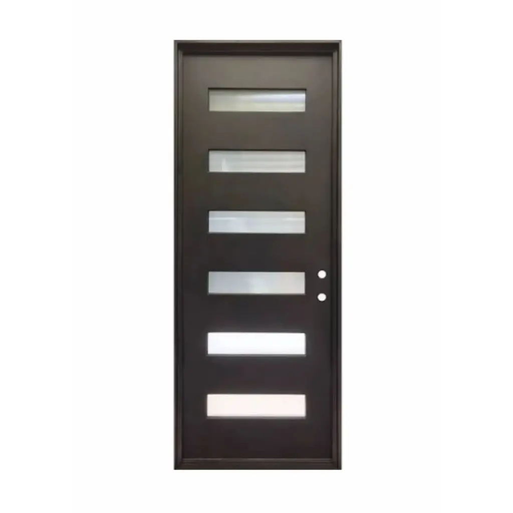 EXTERIOR DOOR:EXTERIOR FIBERGLASS WITH 6 FLUSH GLAZE BLACK PAINTED LH 3'0 x 8'0" **1006L**