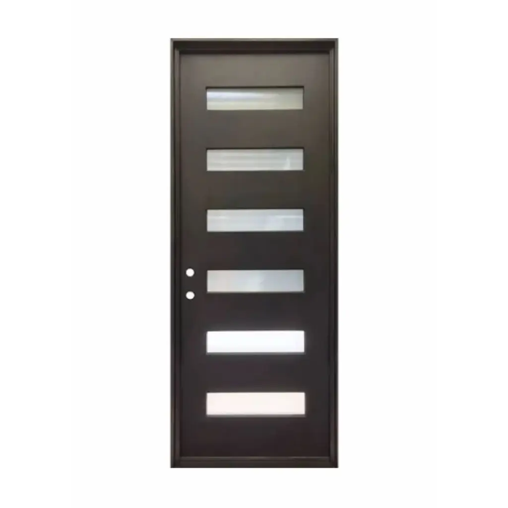 EXTERIOR DOOR:EXTERIOR FIBERGLASS WITH 6 FLUSH GLAZE BLACK PAINTED RH 3'0 x 8'0" **1006R**