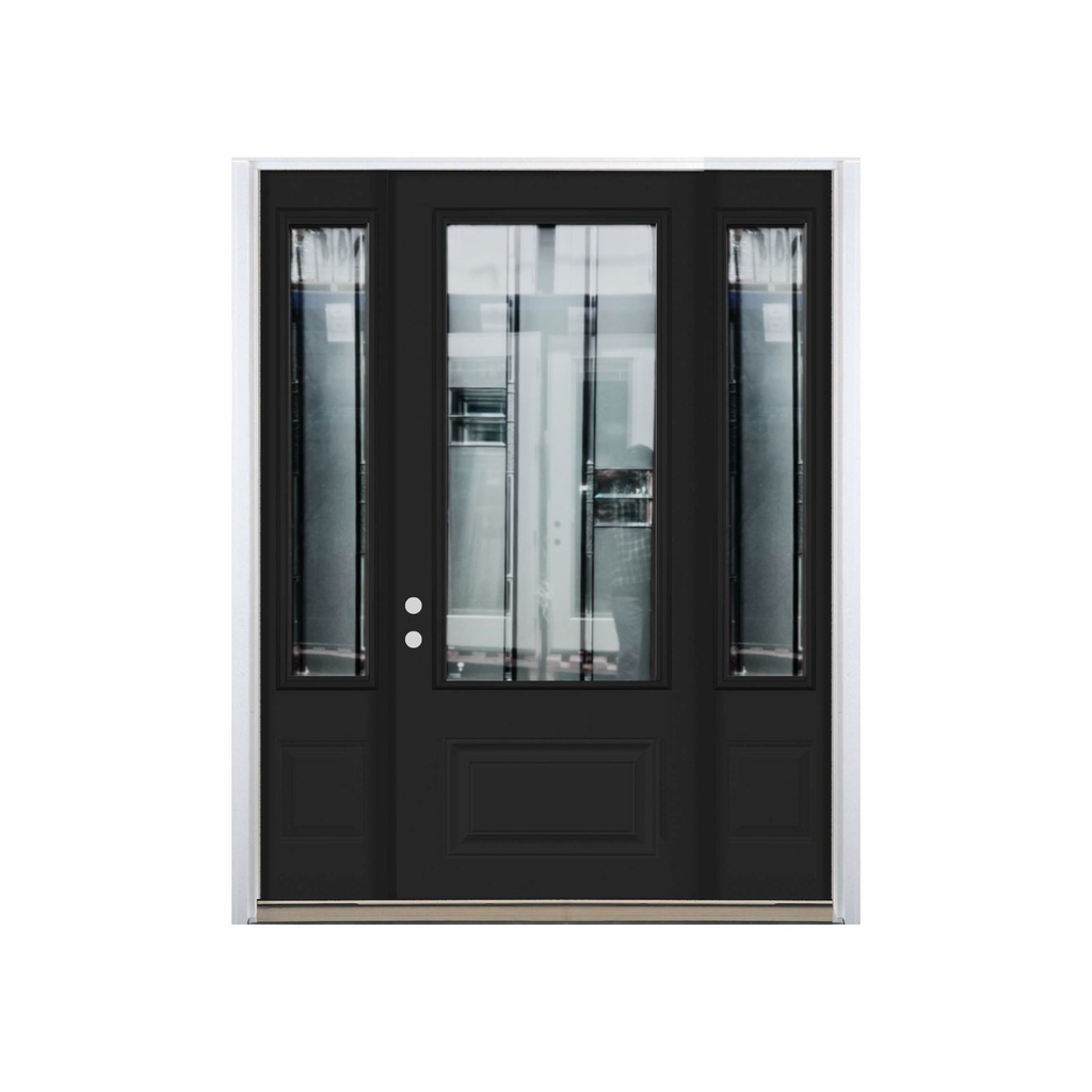 EXTERIOR DOOR:EXTERIOR FIBERGLASS WITH 2M WITH FLUSH GLAZE BLACK PAINTED STAINED LH 3'0 x 6'8" 2 SITE LITE 1063RH