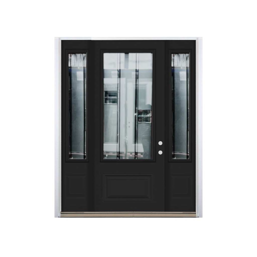 EXTERIOR DOOR:EXTERIOR FIBERGLASS WITH 2M WITH FLUSH GLAZE BLACK PAINTED STAINED LH 3'0 x 6'8" 2 SITE LITE 1063 LH